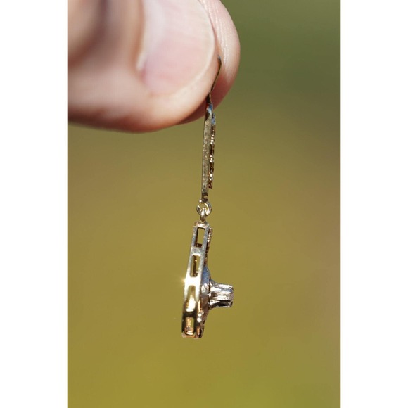 Antique 14k Solid Gold Old Mine Cut Diamond Filigree Hand Engraving Pendant - Picture 6 of 7